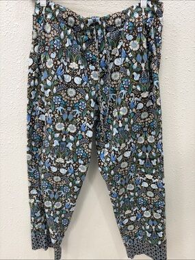 Vera Bradley Blue and Green Floral Pull-On Pants